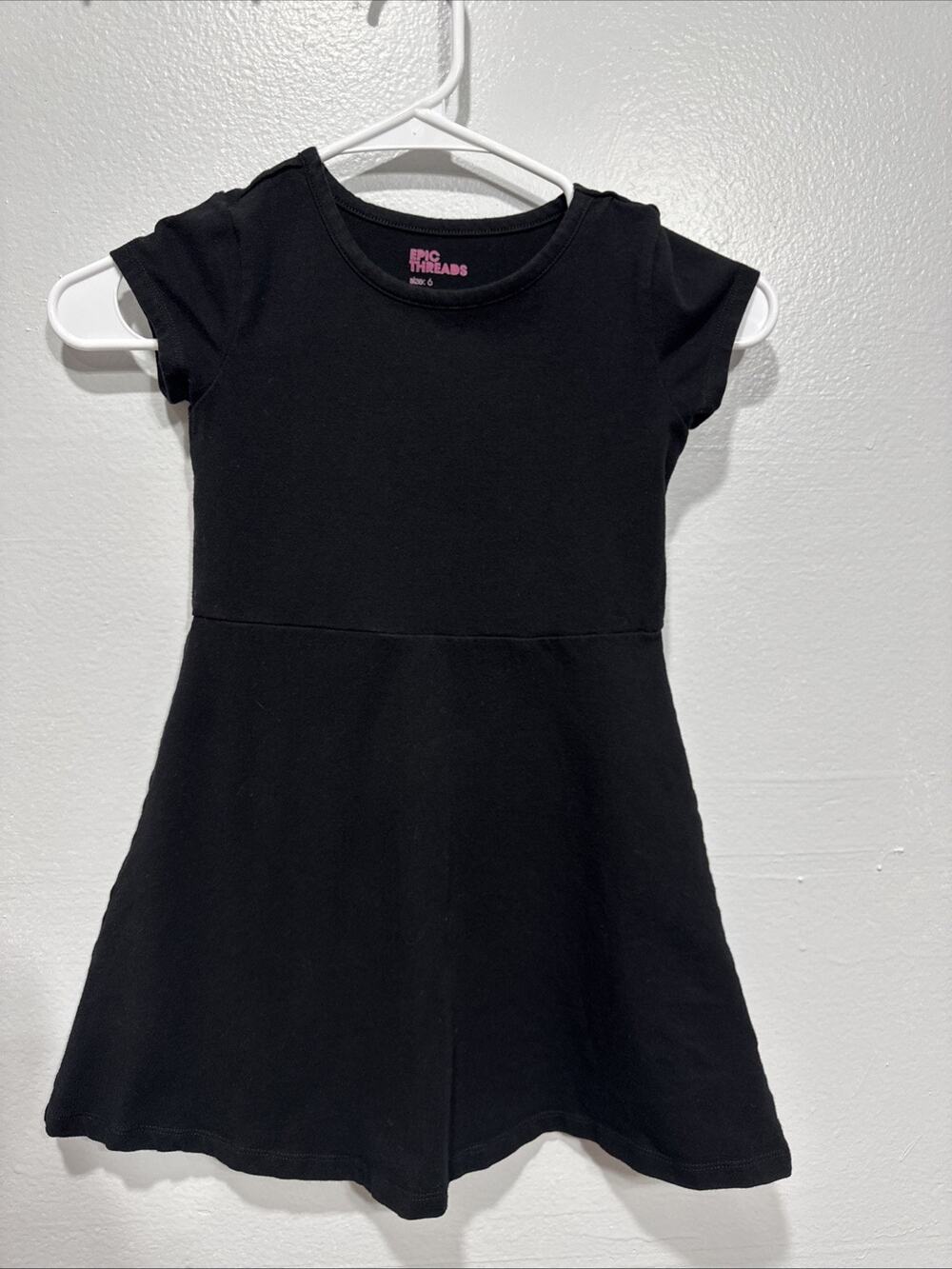 Epic Threads Girls A-Line Dress Size 6 Short Sleeve Black Classic Casual
